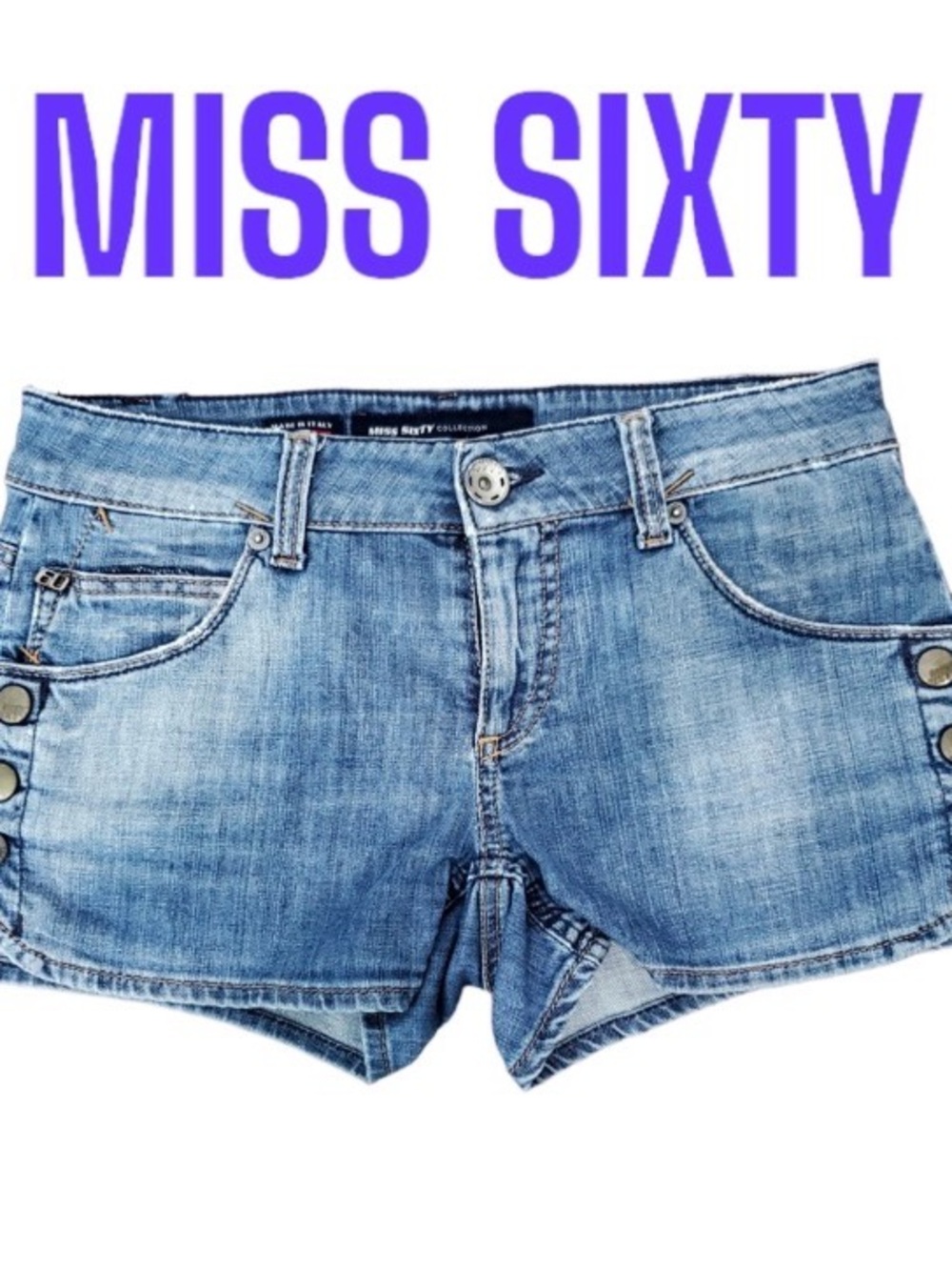 Miss Sixty Faded Light Blue Denim Cutoff Shorts
